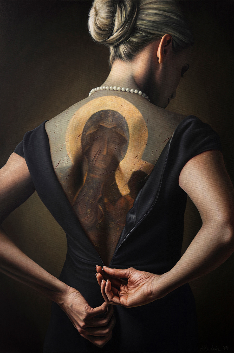 black madonna madonna maryja maryjka oil on canvas portrait tattoo virgin mary Woman Body czarna madonna