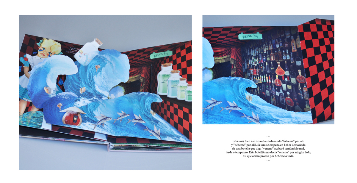 alice alice in wonderland pop up book editorial design photomanipulation collage