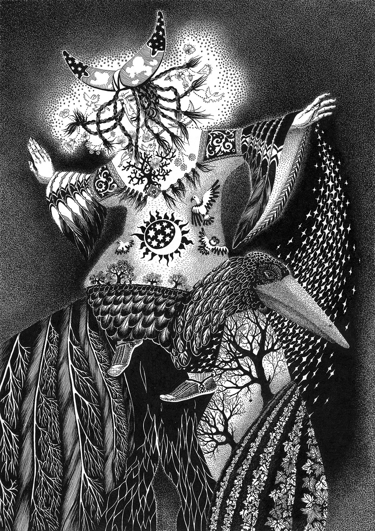 fantasy surrealism graphic ink illustrations