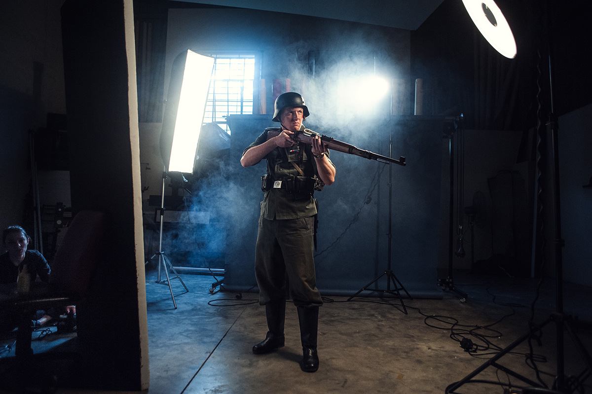 world war ww2 Composite dramatic lighting soldier studio smoke portrait