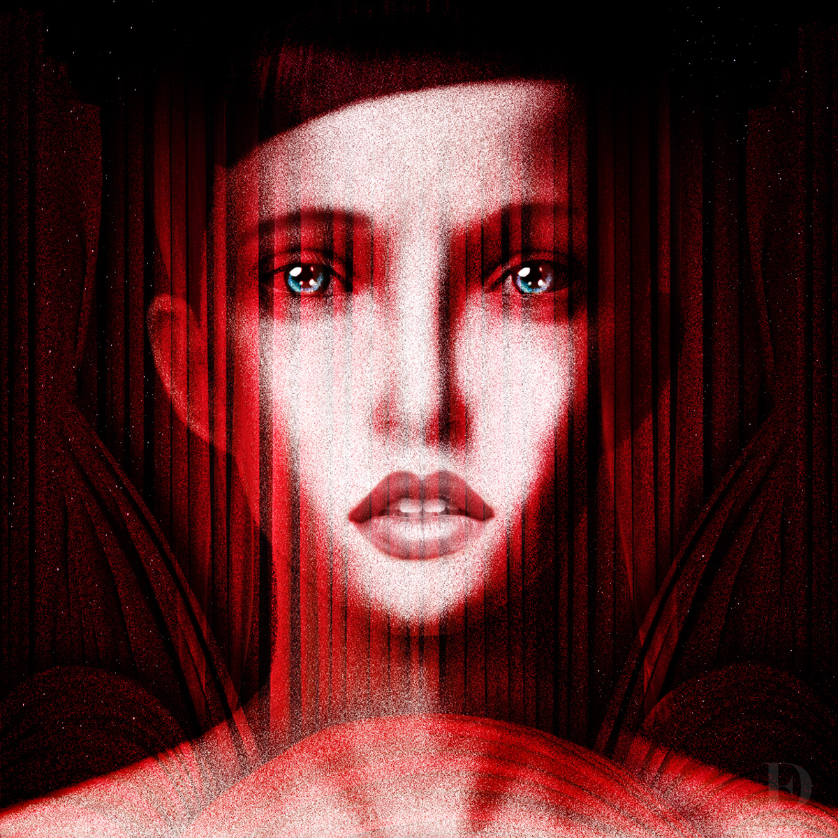 Character girl red blue human ILLUSTRATION  art digital Digital Art  portrait