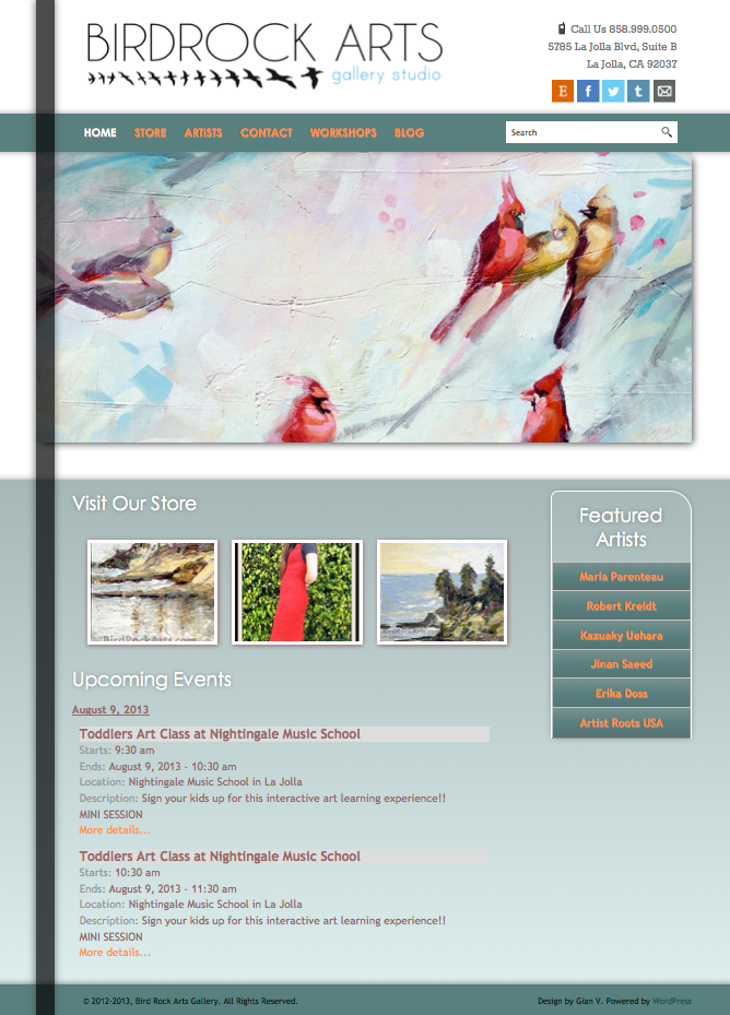 Bird Rock Arts  website  web