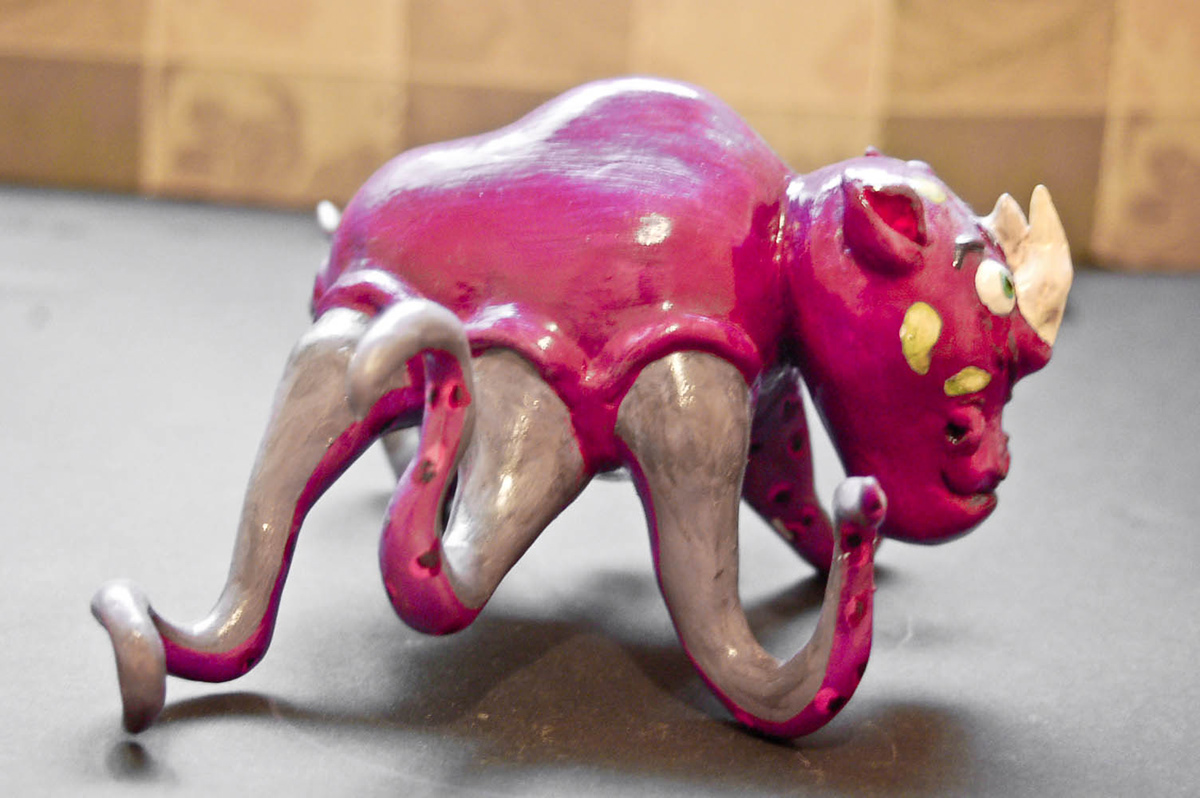 Rhino octopus combination purple pink grey animal