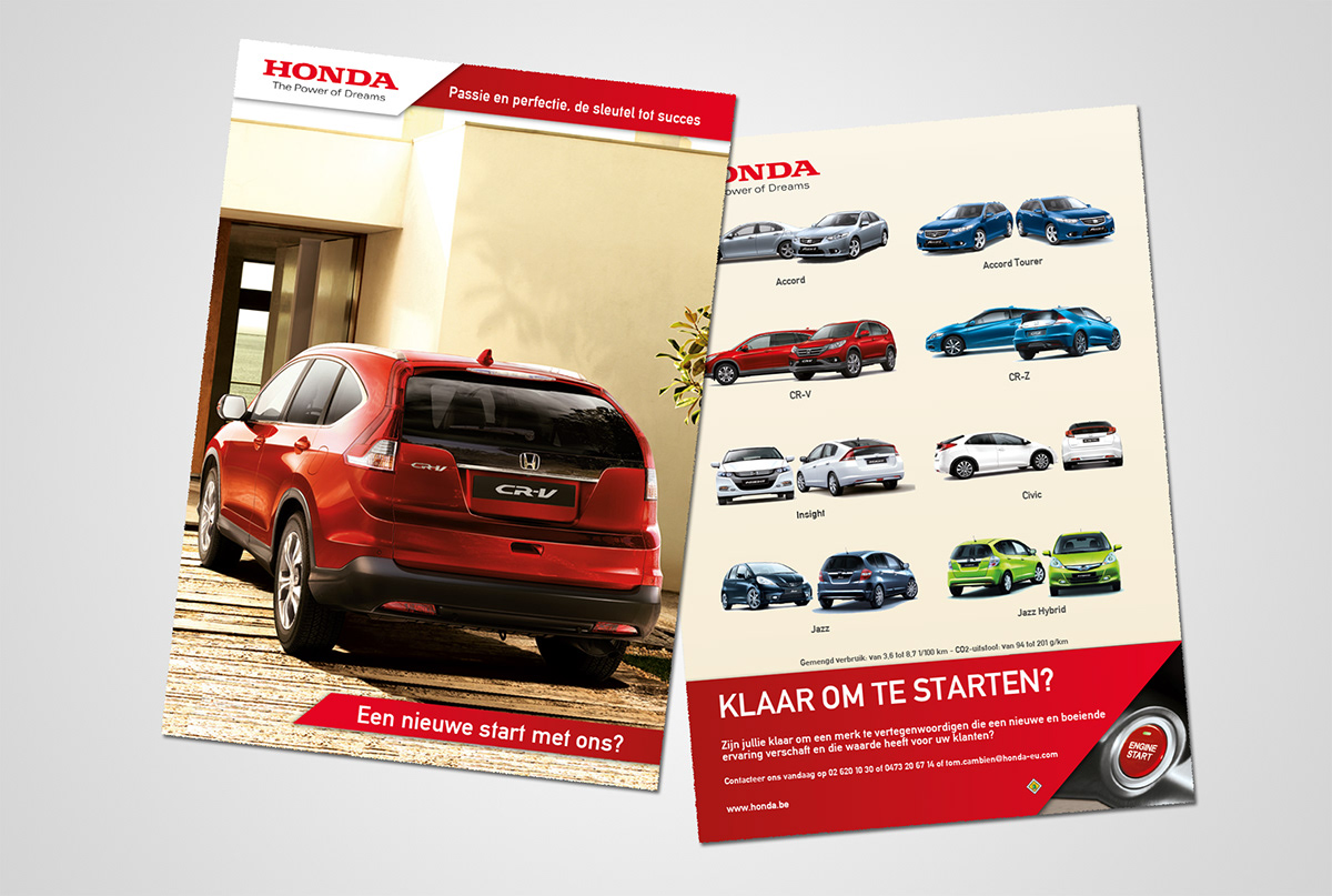 Honda car leaflet encart Federauto magazine Civic CR-V Earth Dream Technology