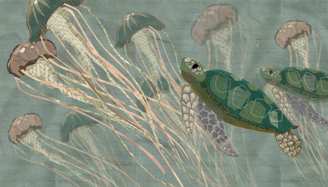art jellyfish children's sea Ocean underwater Turtles  blue texture pattern Illustrator