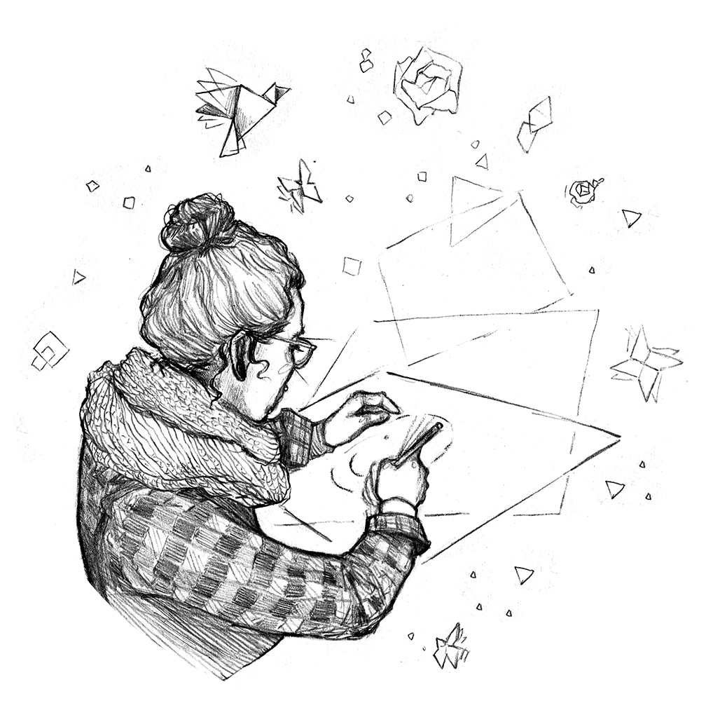 selfie self portrait origami  gif animated sketch Third person above