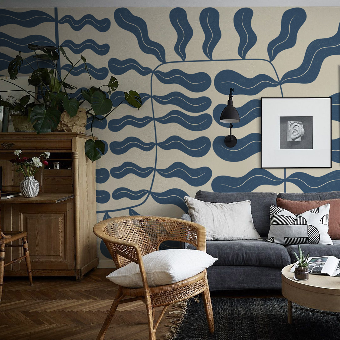wallpaper texture print Interior architecture design Graphic Designer Mural wall art living room
