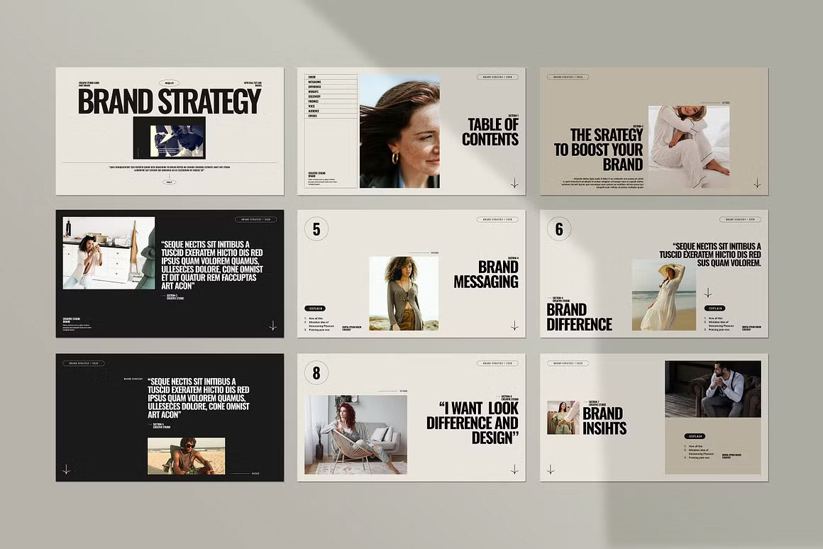 brand strategy presentation template Brand Strategy Design presentation Brand Design branding  pitch deck portfolio Case Study business profile