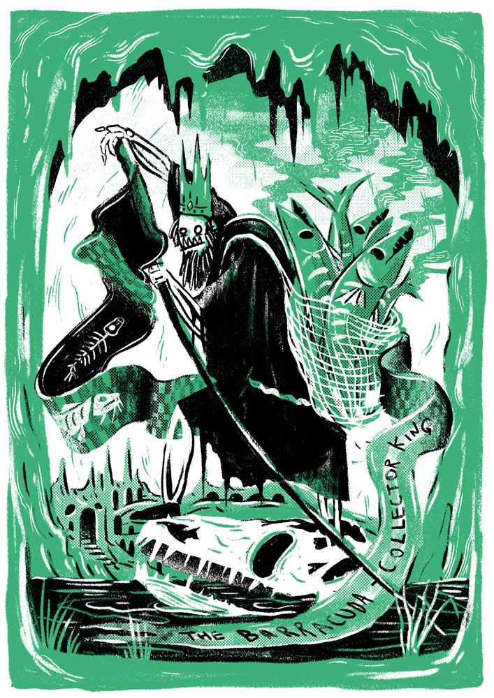 creepy king Hobby silkscreen crown mountain serigrafia barracuda gargoyle rey