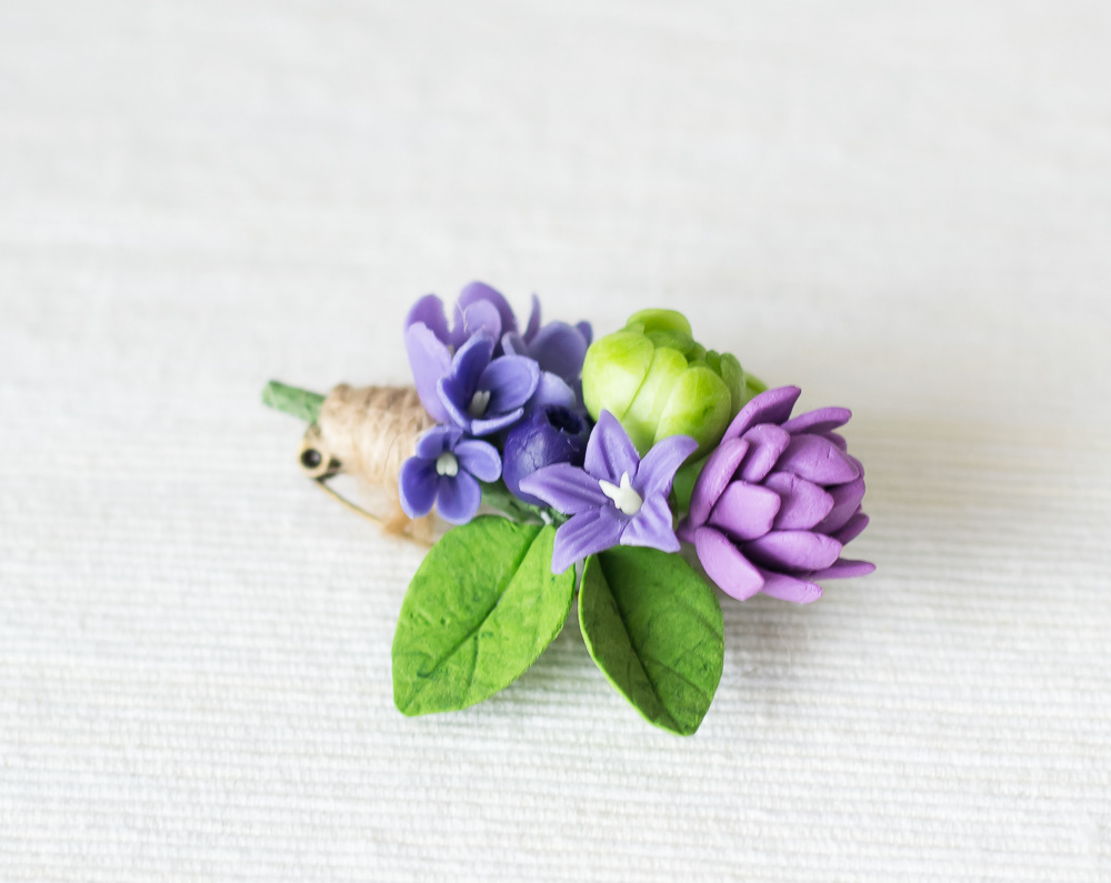 botanical brooch COLD PORCELAIN etsy floral flower handmade jewelry polymer clay spring flower