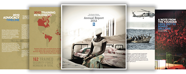 art design infographic annual report child soliders research advocacy training Peacekeeping