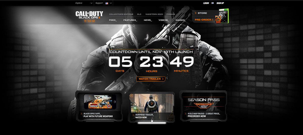 call of duty black ops 2 activison  gaming  user interface user experience digital marketing key art