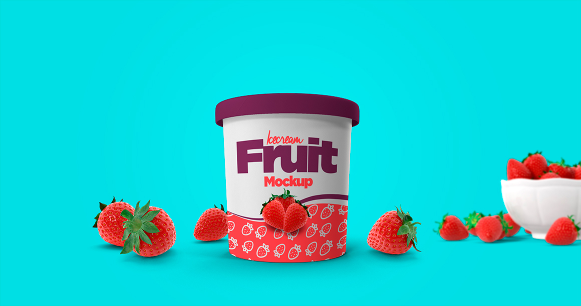 Mockup mock-up ice cream cup ice cream mockup showcase strawberry advertisement brand brand branding 