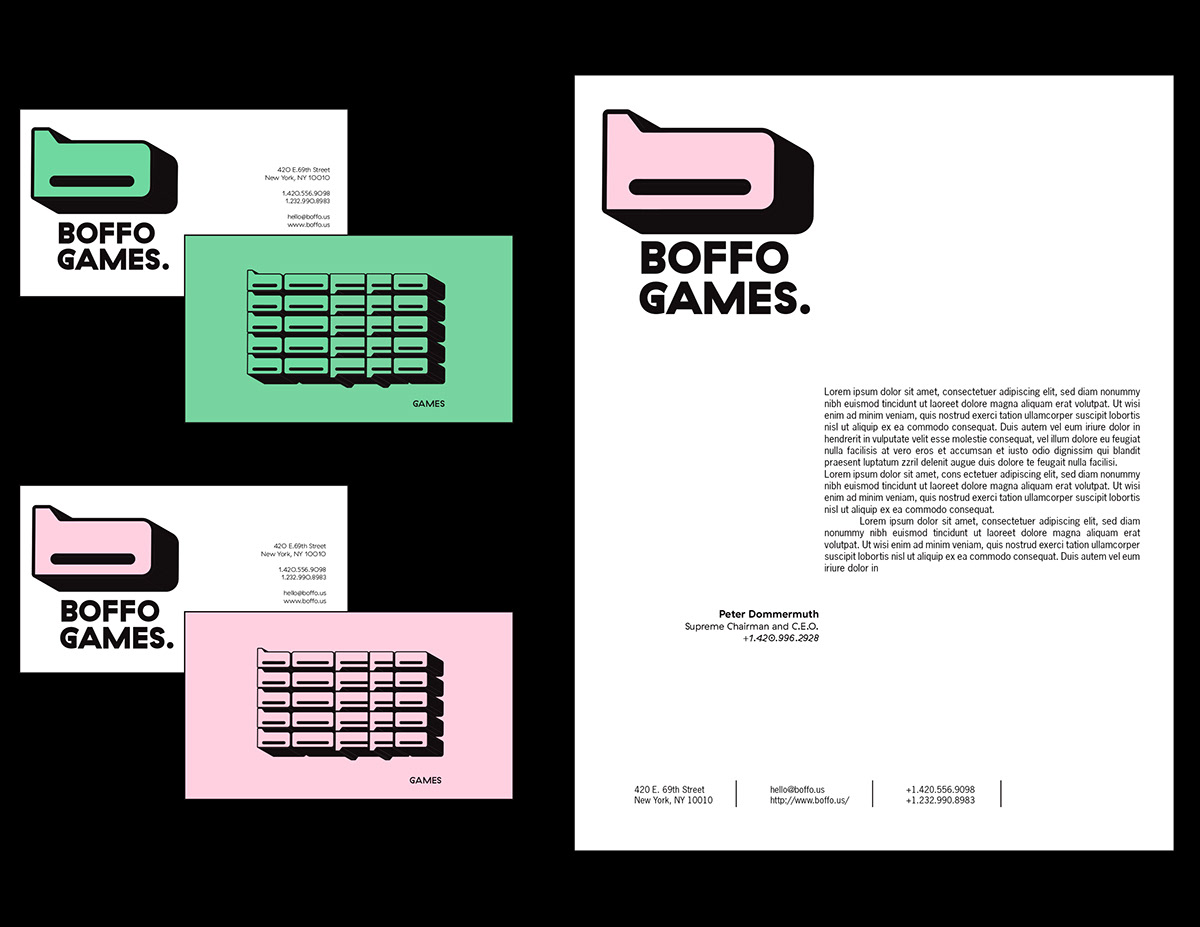 branding  identity Games Boffo pink