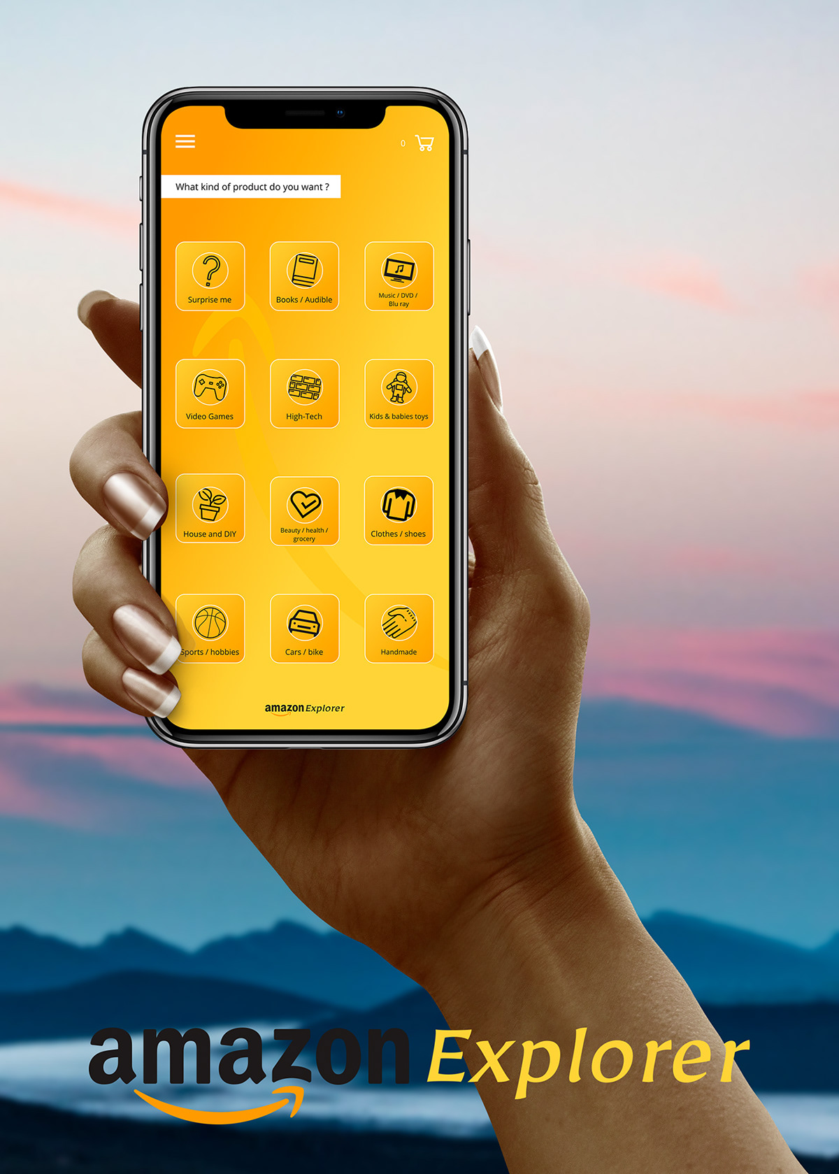 design UI/UX app Amazon mobile Interface gradient brand