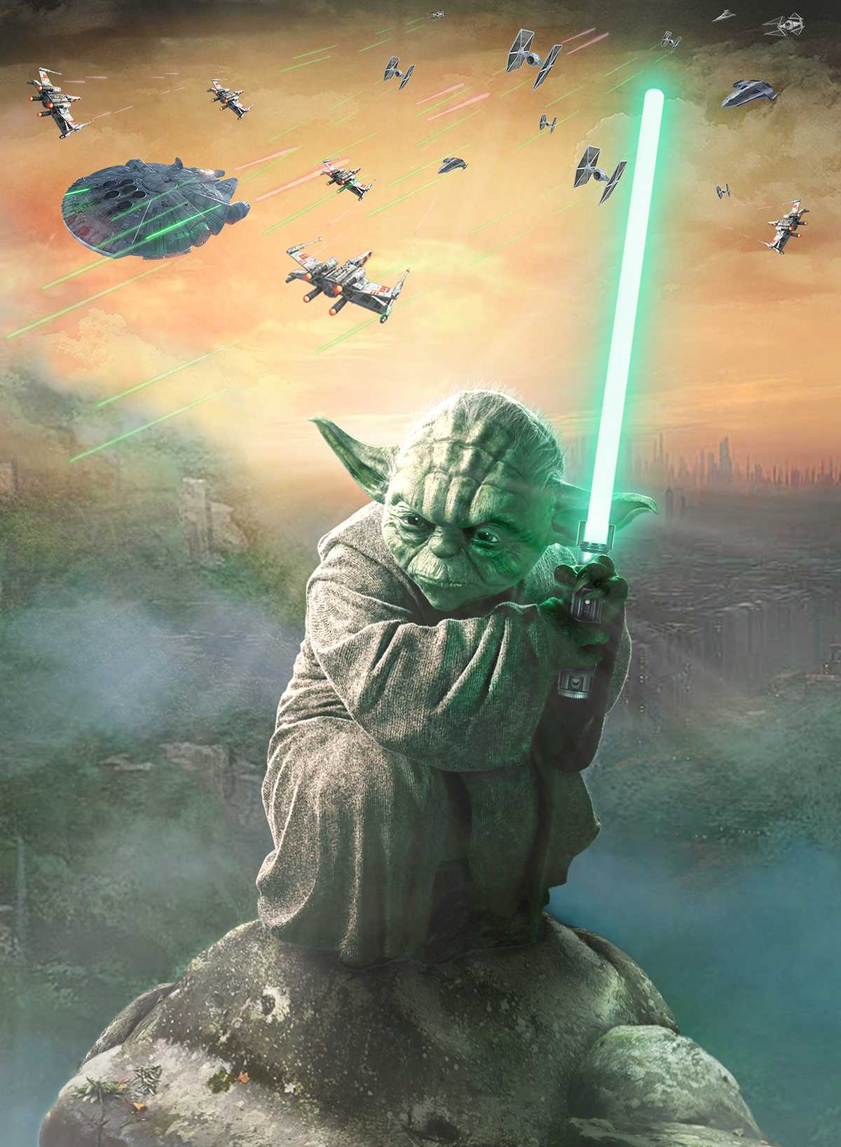star wars Master yoda retouch art direction  composition jedi force