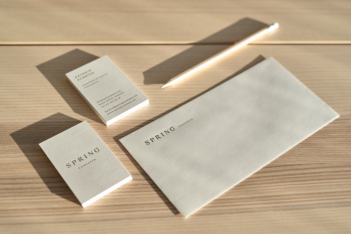 Spring Concepts Switzerland Zurich interior design  design studio Minimalism letterpress favini favini paper