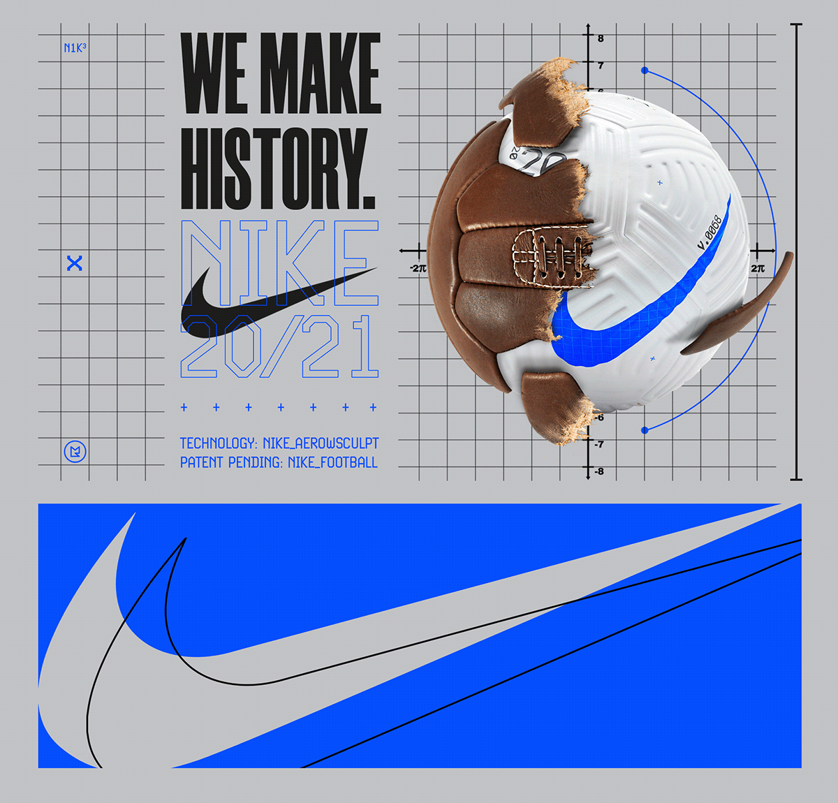 aerowsculpt ball concept football illustartion key visual Merch Nike Technology typography  
