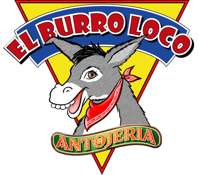 Burro Loco Logo Design restaurant Mexican Food antojeria vector hand drawing