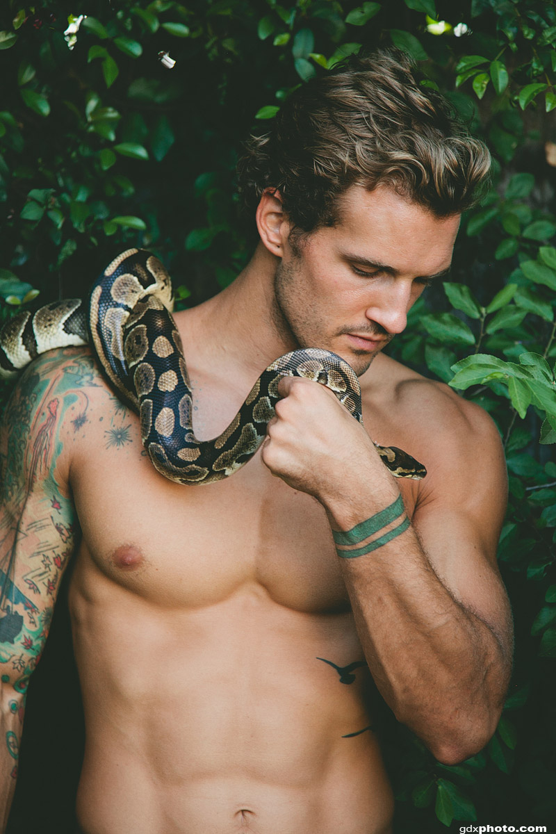 Parker Hurley Chiari snake Gabriel Gastelum portrait Los Angeles nude naked shirtless tattoo muscle
