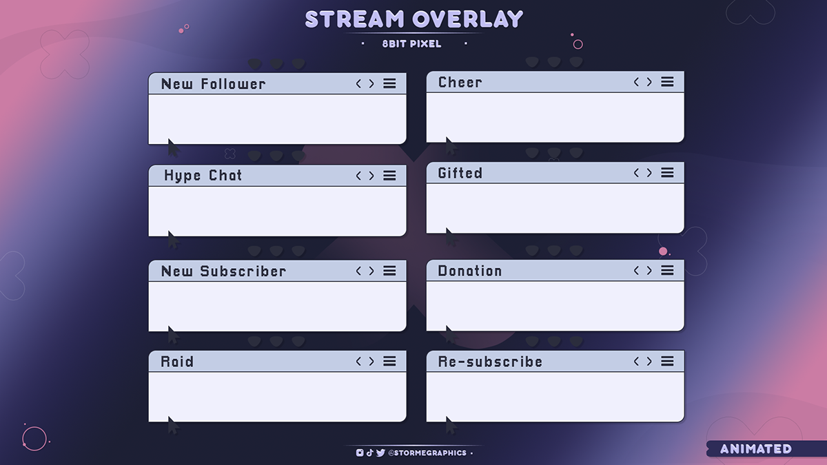 CUTE FREE AND AFFORDABLE TWITCH STREAM ANIMATED OVERLAY PACK