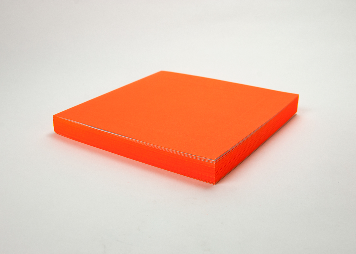 chimera pms 811  fluorescent student art neon orange publication edge painting journal embossed square