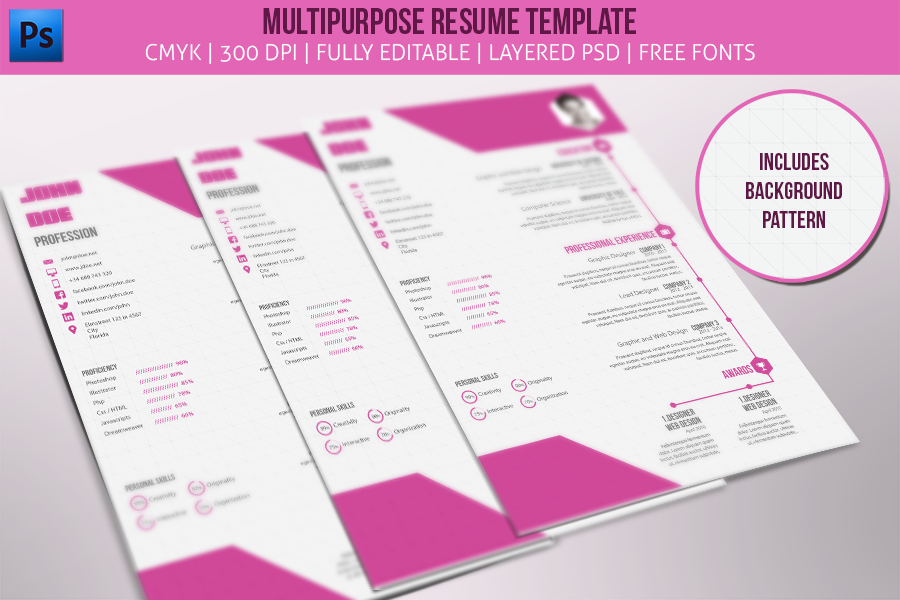 resume template photoshop template flat resume