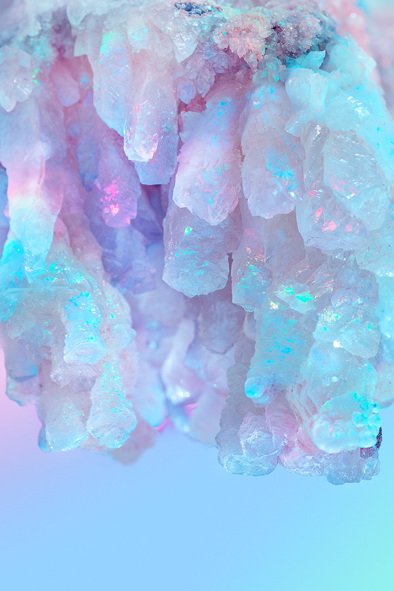 abstract crystal holographic iridescent mineral neon quartz gemstone rainbow prism
