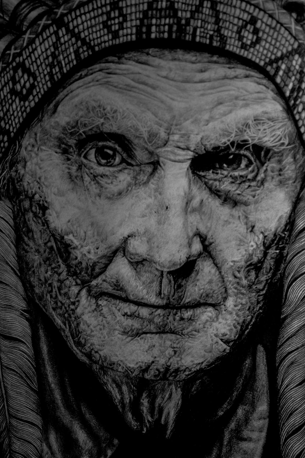 pencil graphite faces portraits feathers religion Native