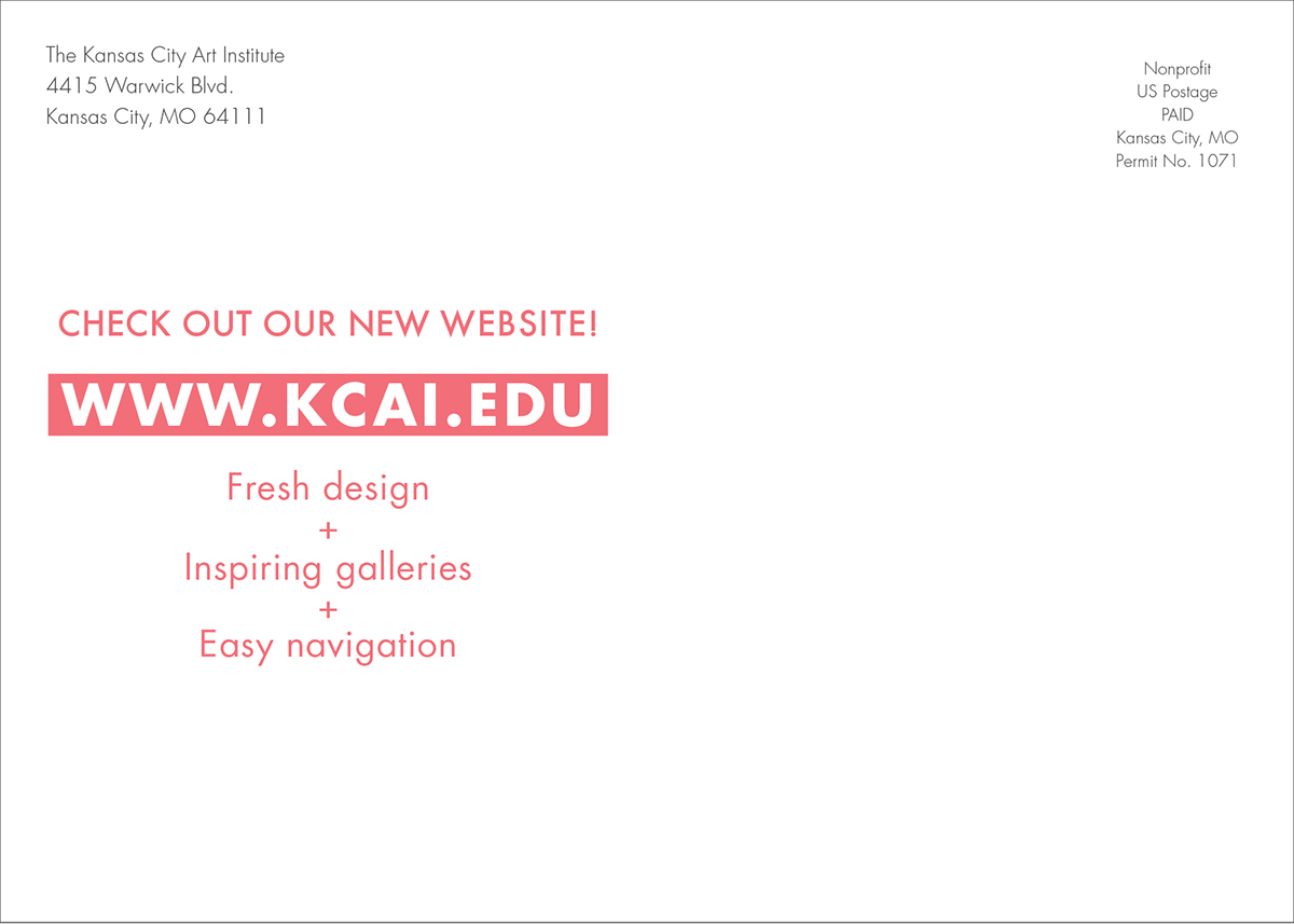 Adobe Portfolio new website website promotion website promo promo postcard promotional postcard KCAI