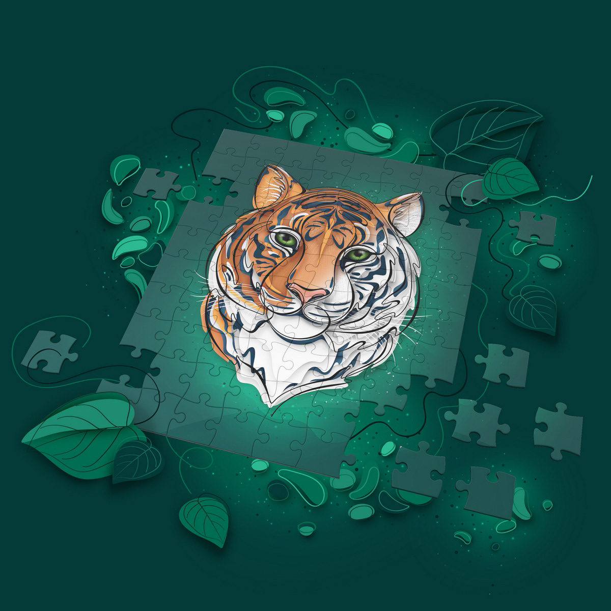 2022 design animal calendar chinese new year continuous line digital illustration print design  realistic vector tiger vector