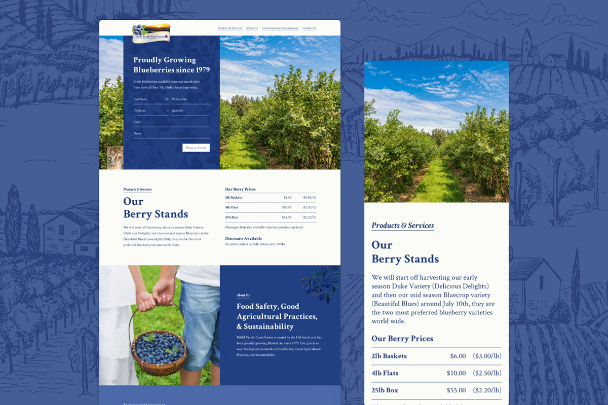 blueberry farm farm vintage Wordpress Website