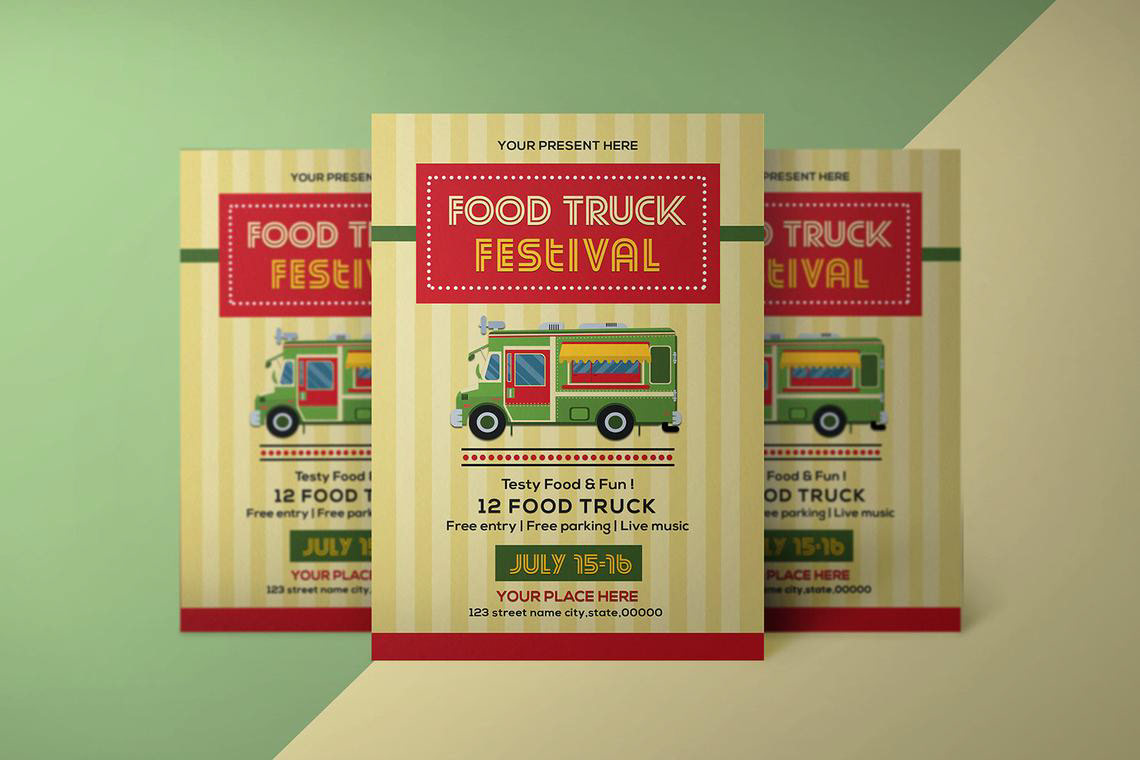 food festival Food truck fundraiser template menu food truck ms word photoshop template Pizza sale banner sale flyer Street Food