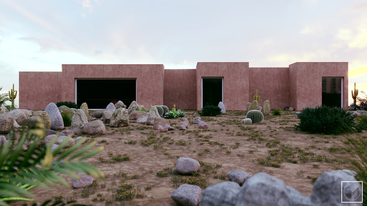 3dsmax architecture archviz cactus corona renderer desert house Photography 