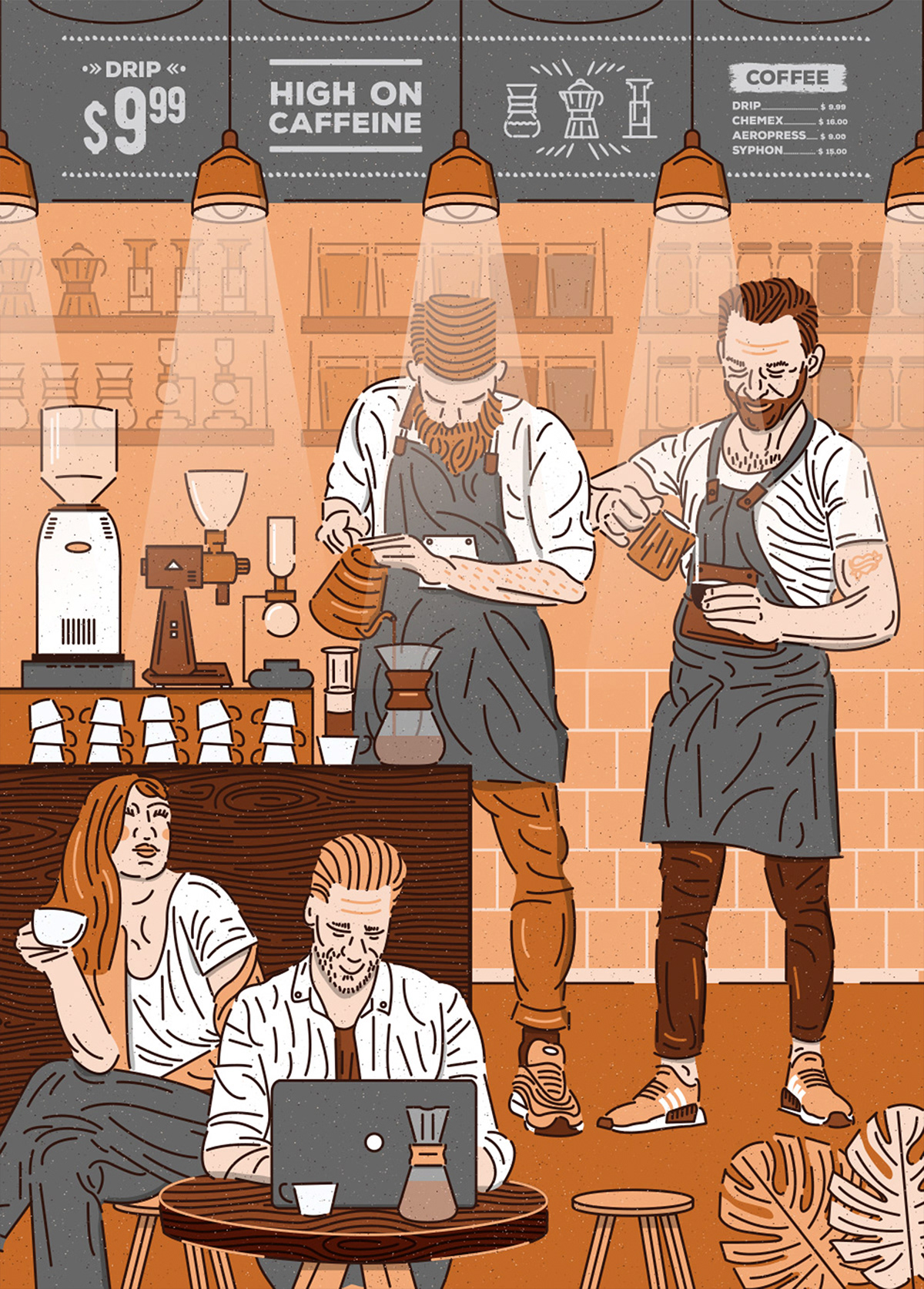 cafe Coffee coffeespeciality flat illustration flatdesign ILLUSTRATION  poster thedieline vector vectorart