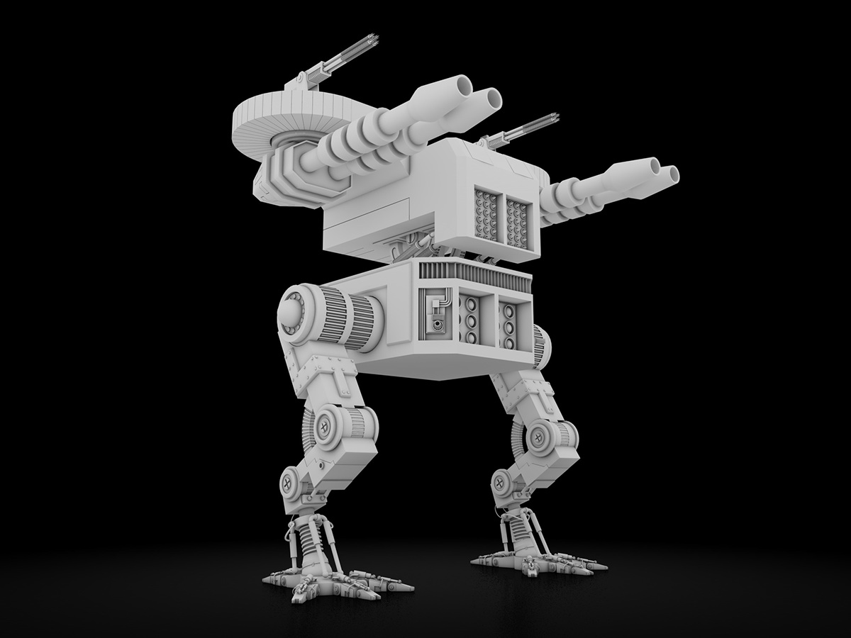 robot mech mechanics Sci Fi sci-fi War warrior battle turret Gun power fire cinema 4d 3D model
