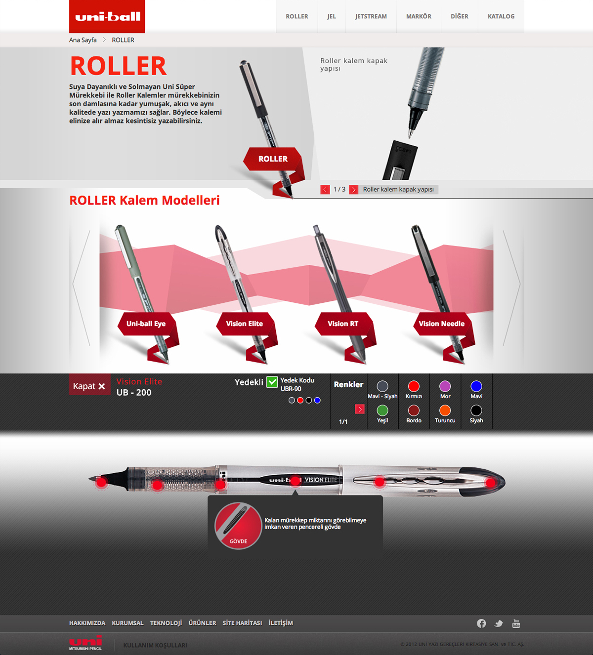 Web design UI geometric paper uniball uni-ball roller Jel jetstream Posca pencil