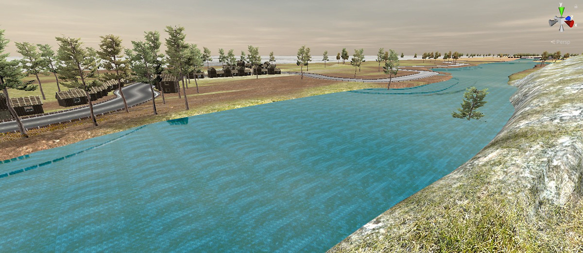 3D canals evironment Landscape mud hoses realistic rocks village water