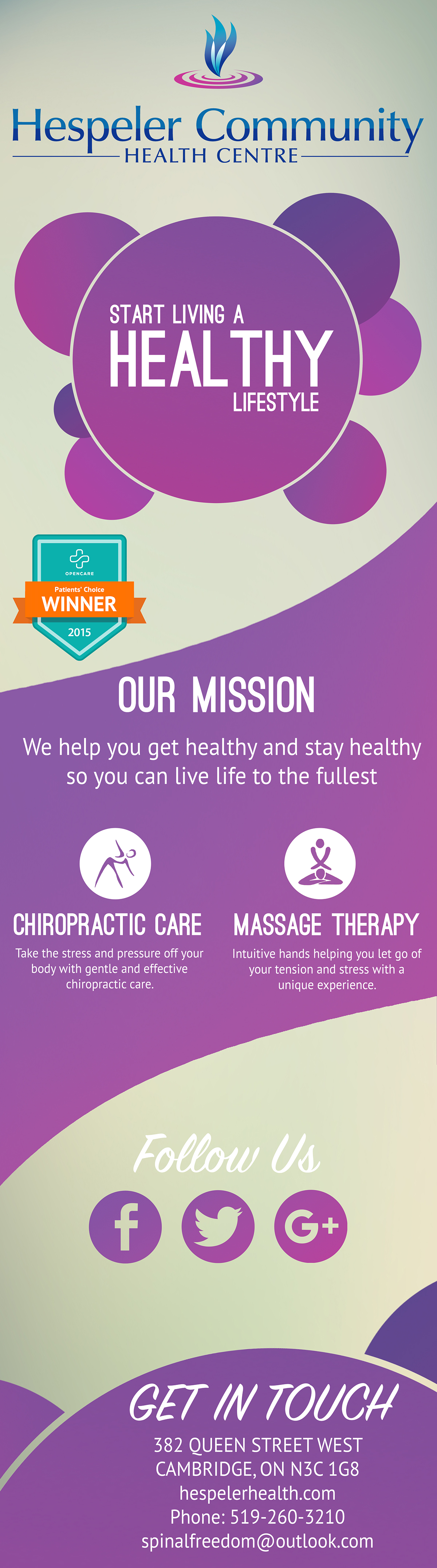 design banner graphic chiropractor massage purple