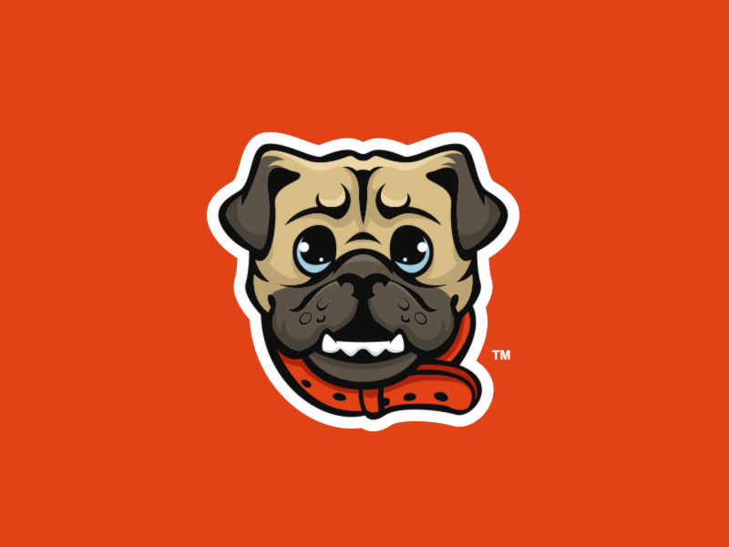 Pug Mascot logo esport Gaming orange dog puppy process