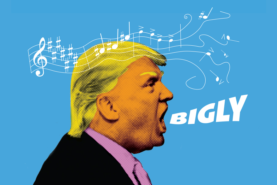 Donald Trump ILLUSTRATION  bigly music half-tone