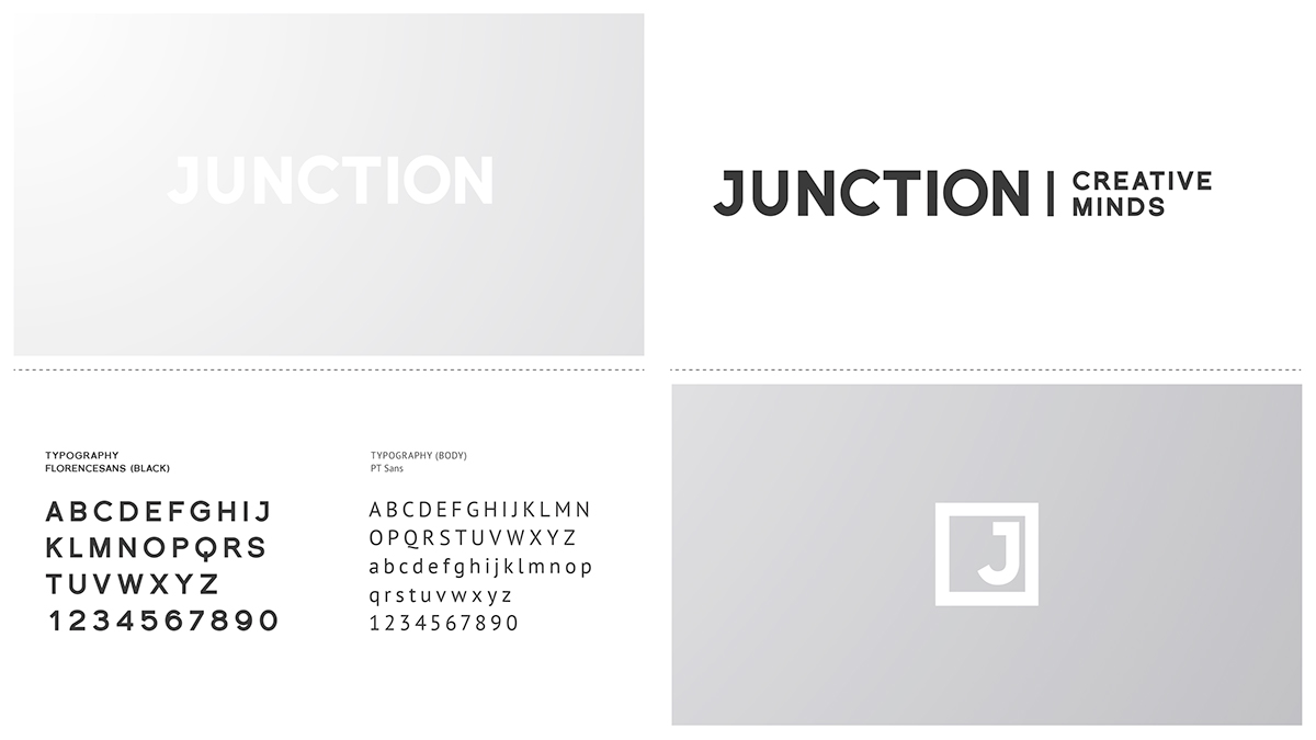 brand logo word mark mock up type red grey junction creative minds Favicon Icon Website print business card