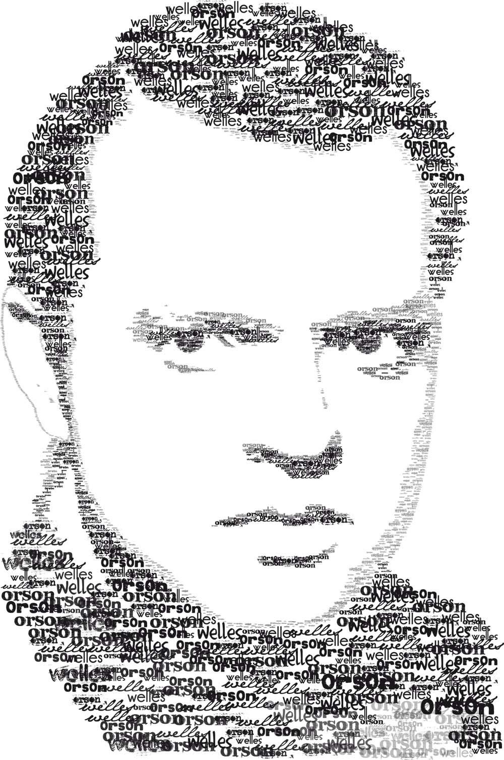 caligrama tipografia Orson Welles alfred hitchcock black White blanco negro