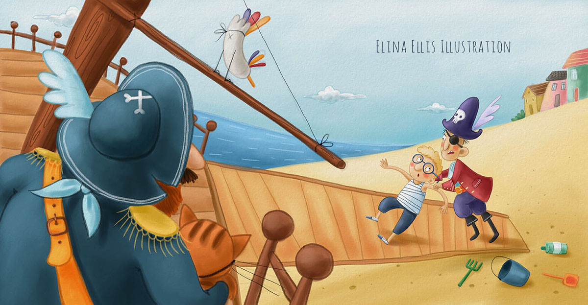 children Picture book funny kids pirates characters ILLUSTRATION 