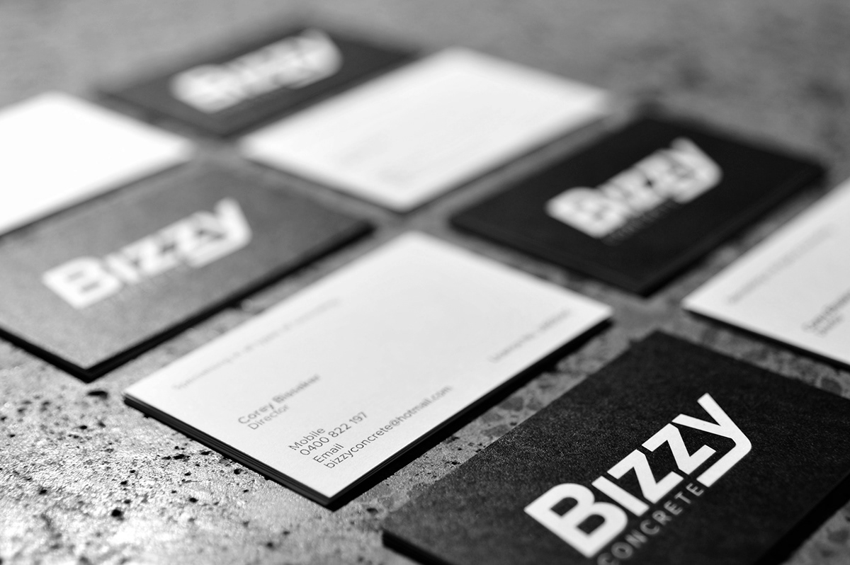 bizzy concrete bizzy concrete business card logo clean simple print black and white identity company minimal