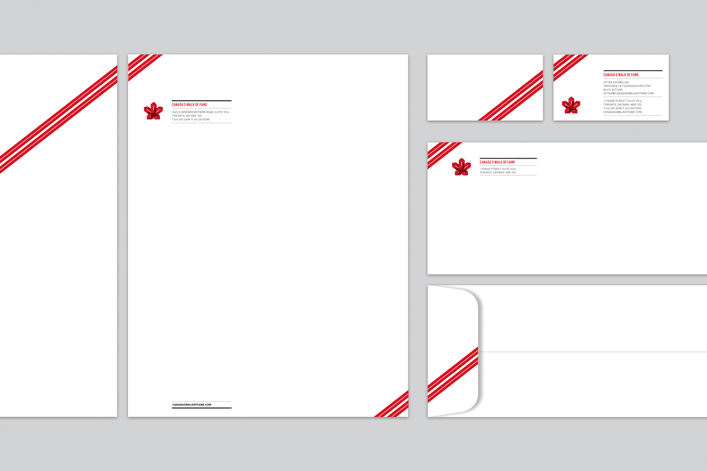 identity  stationery  visual identity  red  canada  Canadian  business cards  letterhead  Magazine   editorial  spreads  system  integrated system