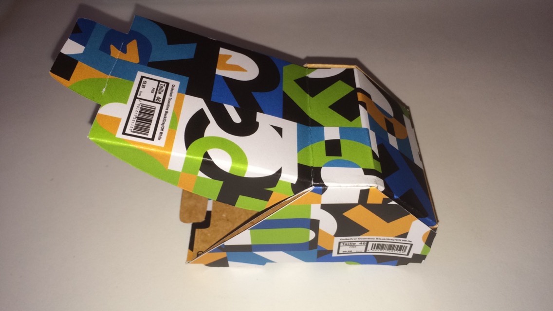 creation "Packaging" shoes Chaussures boite à chaussures box brand Quiksilver design paper papier Conception produits