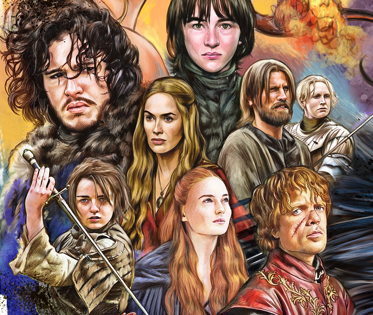 game of thrones art sketch season five lannister targaryen Stark