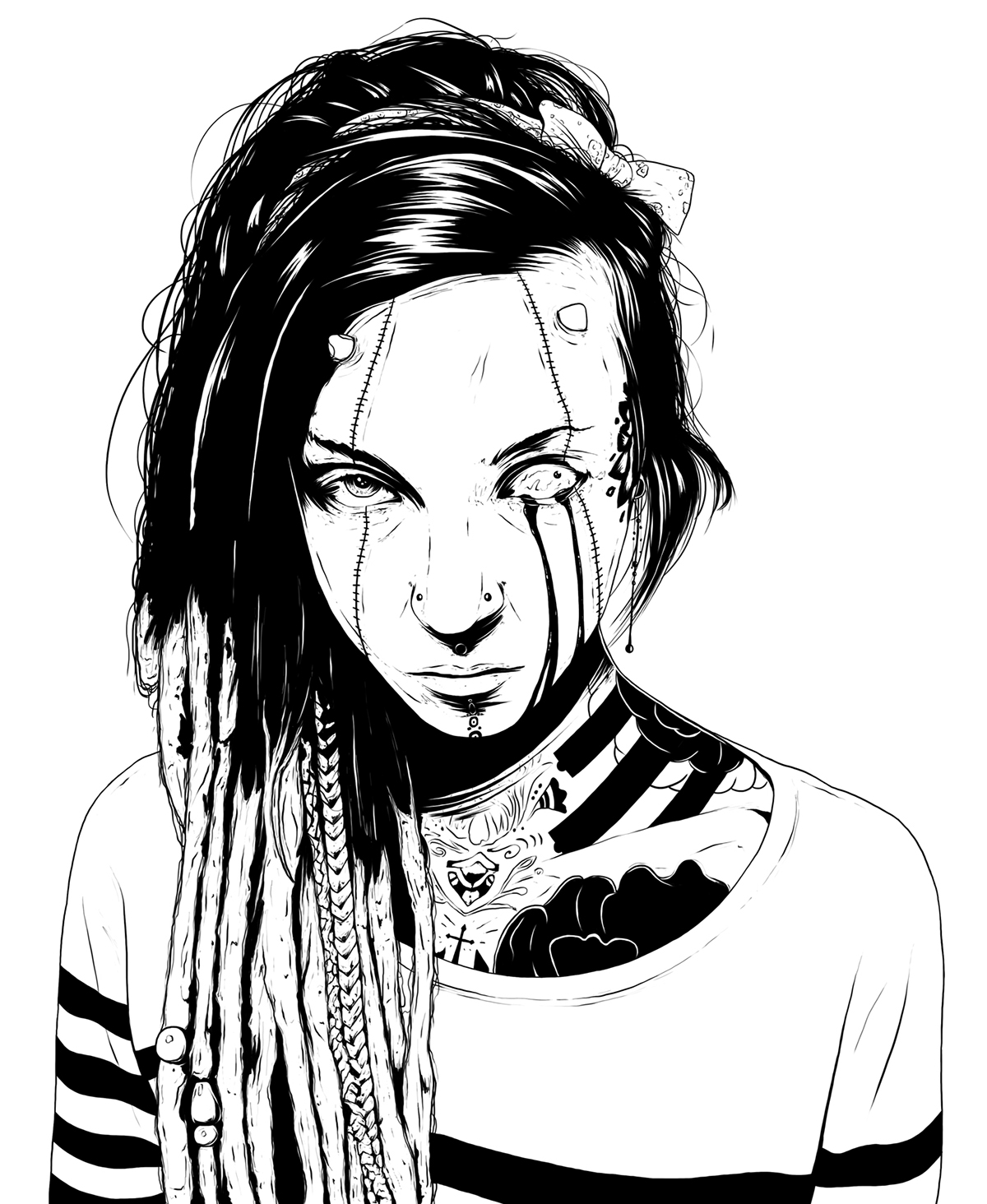 girl portrait conrado salinas  tribal eyes crazy evil psycho face ink yolandi visser tattoos piercings cool hair