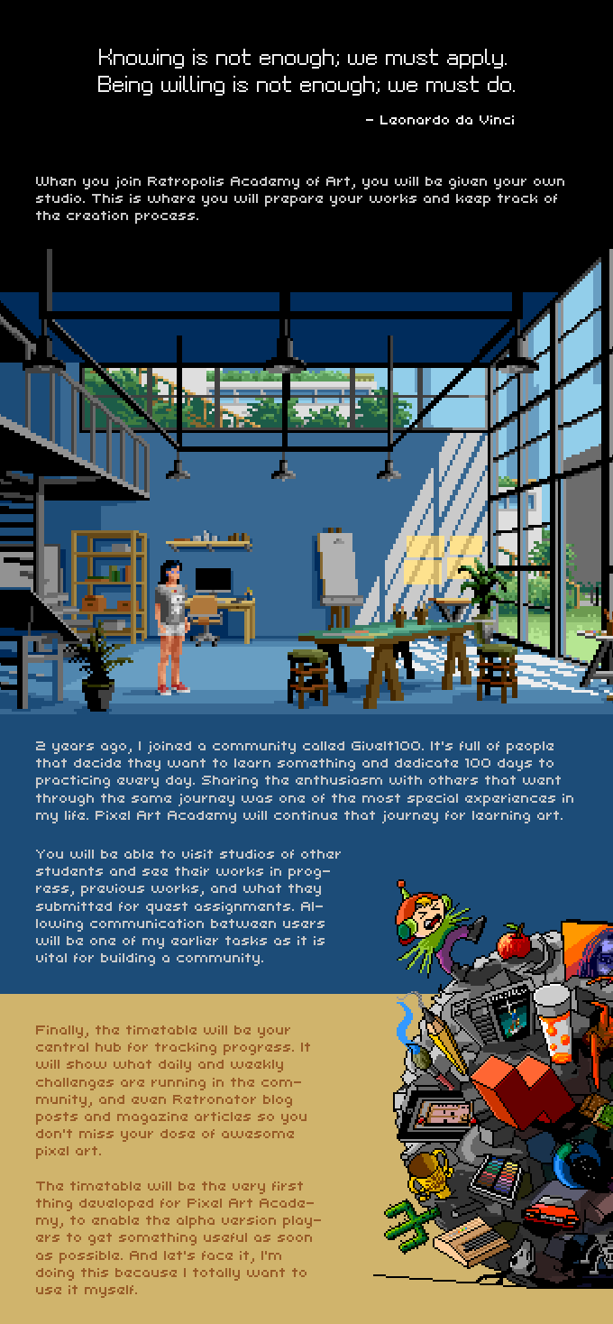 Pixel art learning game